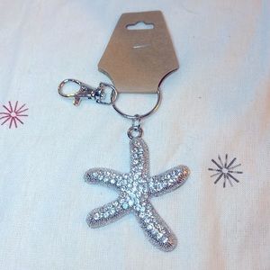 Bling Rhinestone Silver Starfish Purse Charm/Keychain